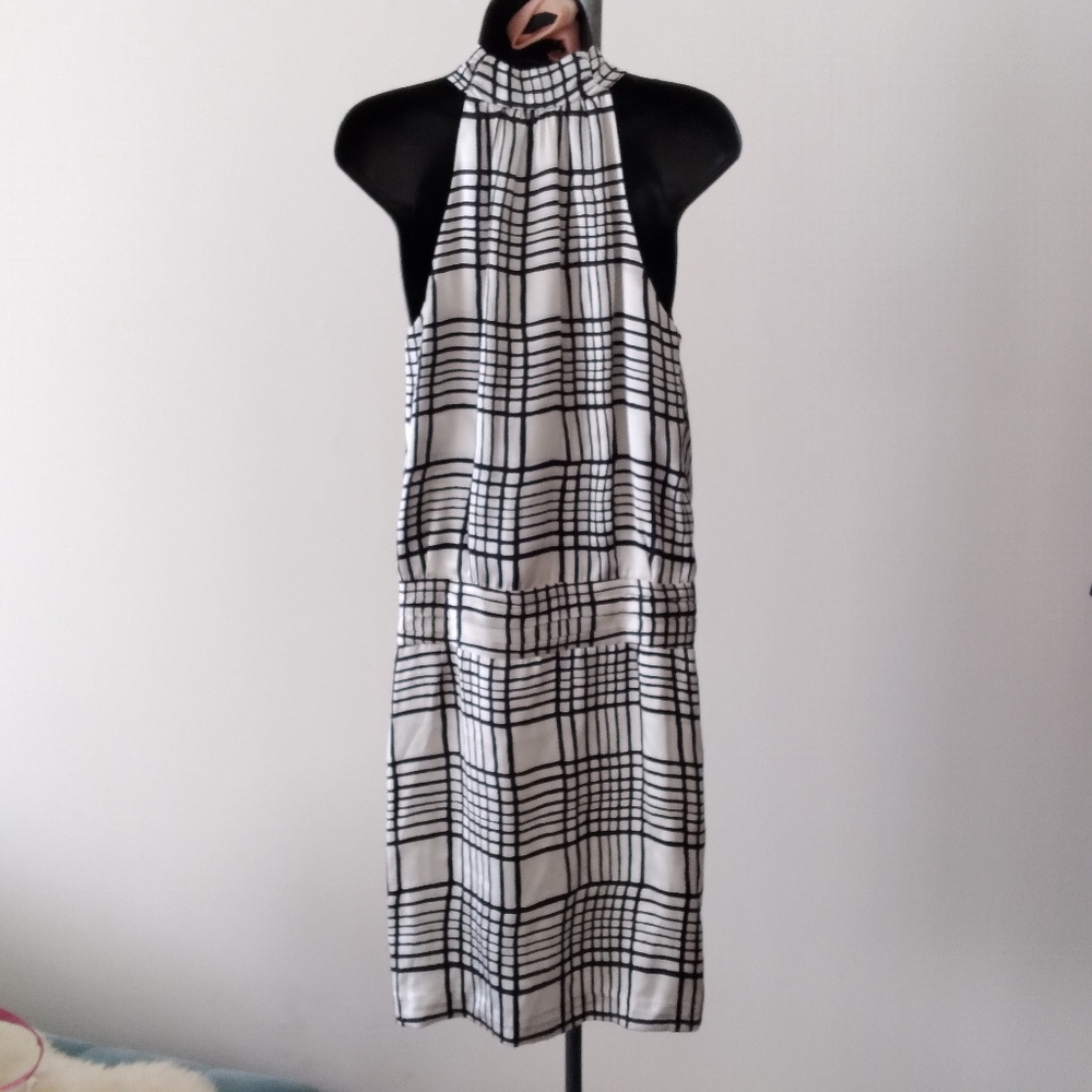 ADAM LIPPES - ADAMPLUSEVE Black and White Silk Plaid Dress, size 2 - Picture 2 of 5